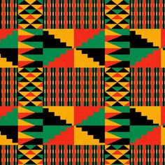 a colorful pattern with black, green, yellow and red colors