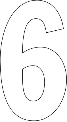 the number six is outlined in black and white