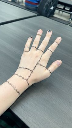 a woman's hand with lines drawn on it