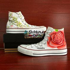 Teacher Sneakers, Converse Floral, Hand Painted Converse, Shoe Drawings, Custom Converse Shoes, Converse All Star Pink, Converse Design, Painted Converse