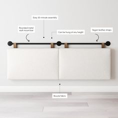 an image of a wall mounted bed headboard with instructions on how to hang it