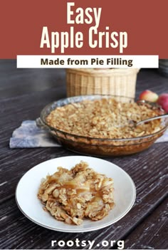 an easy apple crisp made from pie filling