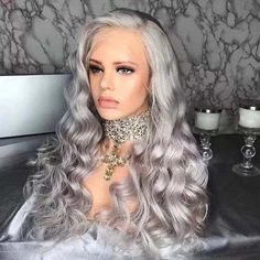 Long Lace Front Wigs Wig Silver Gray Body Wave Synthetic Wig Natural Daily Use Remy Wigs, Side Part Hairstyles, Grey Wig, Silver Grey Hair, Short Pixie Cut, Body Wave Hair, Front Lace Wigs Human Hair, Human Hair Lace Wigs, Wig Making