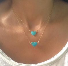 Gorgeous and Authentic hand chosen AAA Arizona Turquoise Hearts. Each turquoise is unique with different variations 💙 24k gold plated just around the edges so you can soak in the turquoise energy ✨💎. Choose 16” or 18” gold fill chain from drop down menu.About the crystals:All crystals and gemstones are carefully chosen by myself from several vendors I have come to know over the years. I absolutely love crystals and their healing qualities as well as their beauty. My intention is to create a be Turquoise And Gold Necklace, Turquoise Heart Necklace For Valentine's Day, Elegant Turquoise Heart Necklace For Gift, Turquoise Heart Beads Jewelry As A Gift, Turquoise Necklaces With Heart Beads As Gift, Turquoise Necklace With Heart Beads For Gifts, Turquoise Necklace With Heart Beads As Gift, Turquoise Necklaces With Heart Beads For Gift, Turquoise Heart Beads Necklace As Gift