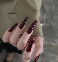 Burgundy Acrylic Nails, Long Red Nails, Red Gel Nails, Nails Extra, Dark Red Nails, Wine Nails, Maroon Nails, Luxury Press On Nails