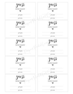 printable wedding place cards with hearts on them