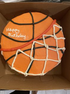 a birthday cake in the shape of a basketball