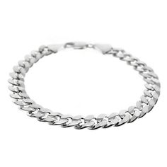 Men's curb link chain hip hop bracelet. Silver plated finish over bass metal. Measures 9" inches long x 9 mm wide. Bracelet weighs .9 ounces or 25 grams. Made in Korea for top quality workmanship. Stylish and secure lobster claw clasp. Enjoy 100% FREE SHIPPING in USA. Customer Reviews $REVIEWS var sa_review_count = 20; var sa_date_format = 'F j, Y'; function saLoadScript(src) { var js = window.document.createElement("script"); js.src = src; js.type = "text/javascript"; document.getElementsByTagN Silver Plated Bracelet, Wide Bracelet, Hip Hop Jewelry, Bracelet Silver, Brass Metal, Link Chain, Lobster Claw, Silver Plate, Silver Plated