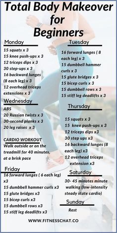 a workout schedule for beginners is shown