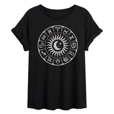 Your star child will love the ethereal-inspired style of this Juniors' Zodiac Circle Flowy Graphic Tee. FEATURES Short sleeves ScoopneckFABRIC & CARE Cotton, polyester Machine wash Imported Size: Xxl. Color: Black. Gender: female. Age Group: kids. Zodiac Circle, Star Child, Oversized Graphic Tee, Star Children, High Neck Tank Top, Boyfriend Tee, Oversized Tee, Crop Tee, Cropped Hoodie