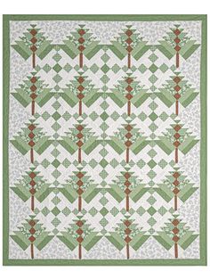 Christmas & Winter Quilt Patterns - EXCLUSIVELY ANNIE'S: Patchwork Pines Quilt Pattern Quilted Christmas Tree Skirt Patterns, Diy Christmas Quilt, Winter Quilts Patterns, Green Quilts, Forest Quilt, Tree Quilts, Christmas Quilt Blocks, Winter Quilt, Rustic Quilts