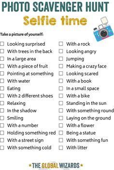 a photo scavenger hunt for selfie time