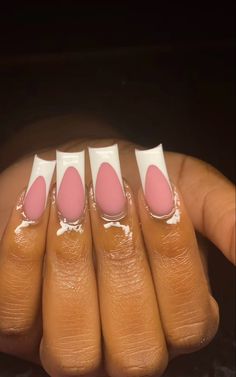 Classic French Tip, Pink Tip Nails, Acrylic Toe Nails, Drip Nails, Colored Acrylic Nails, French Tip Acrylic Nails, Glow Nails, Short Square Acrylic Nails