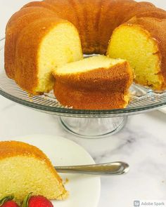 a bundt cake with one slice cut from it