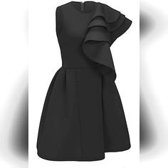 *New With Tags *Size: Small *Color: Black *Fabric: 95% Polyester, 5% Spandex *Back Zipper Closure *Ruffles On Shoulder *Sleeveless *Stretchy Fabric Helps Move Without Restrictions For A Comfortable Fit. Bundle Any 2 Items And Save 15% 919 Dressy A-line Dress With Ruffles, Chic Fitted Ruffle Dress For Evening, Chic Fitted Ruffle Evening Dress, Chic Sleeveless Ruffle Evening Dress, Ruffle Mini Dress For Cocktail, Elegant Ruffle Evening Dress, Elegant Evening Ruffle Dress, Black Pleated Mini Dress For Party, Chic Sleeveless A-line Dress For Party