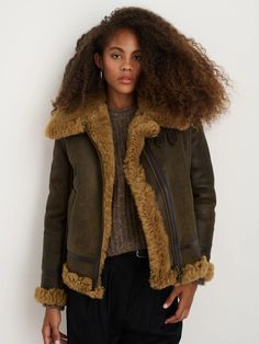 Owen Barry x Alex Mill Amy Aviator Shearling Coat Don't Overthink It, Don't Overthink, Alex Mill, Cashmere Beanie, Aviator Jackets, Shearling Coat, Ribbed Texture, Food Industry