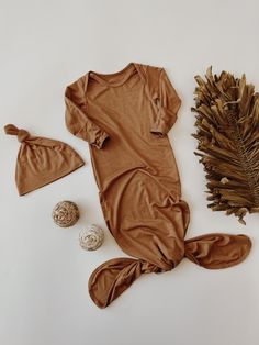 Knotted Gown with Hat | Pumpkin Beech Tree, Hanging Dryer, Pop Up Event, Lazy Days, Tumble Dryer, In Design, Baby Boy, Baby Girl, Lounge Wear