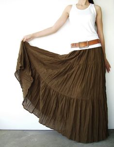 NO.5 Women's Hippie Gypsy Boho Tiered Peasant Long Maxi | Etsy Indie Skirts, Cottagecore Fashion Dresses, Ethereal Dark, Maxi Skirt Outfit Summer, Cottagecore Fashion Aesthetic, Cottagecore Aesthetic Fashion, Long Tiered Skirt, Brownish Green, Skirt Outfit Summer