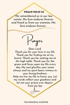 a prayer card with the word prayer written in gold