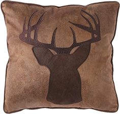 a brown pillow with a deer head on it