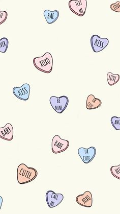 colorful candy hearts on a white background