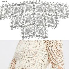 crochet pattern for the top and bottom of a dress with lacy laces