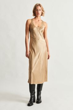 Full Front View Valentina Dress, Raquel Allegra, Knit Bottom, Satin Slip, Satin Slip Dress, Fall Looks, Midi Length, Jacket Dress, Knee High