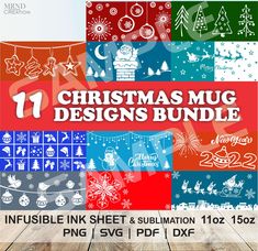 the christmas mug designs bundle is available for purchase