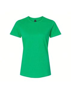 5.3 oz./yd, 100% ringspun cotton, 24 singles. Sport Grey is 90/10 cotton/polyester. Semi-fitted. Non-topstitched, classic width, rib collar. Taped neck and shoulders . Side seams. Tear away label.Softstyle Women's Midweight T-Shirt (Irish Green) Dark Green         Women Clothing, size features are:Bust: ,Length: ,Sleeve Length: Classic Fitted Green T-shirt, Fitted Basic Pre-shrunk T-shirt, Fitted Classic Green T-shirt, Fitted Green Tops, Green Dark, All Fashion, Women Clothing, Womens Tees, Dark Green