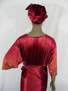 "Velvet With Stones Design/Nigerian Party Outfits/Trendy African Velvet Outfits/Ready Made Velvet 3 Piece Set Wrapper, Buba & Gele/Red Measured While Laying Flat: Size: L/56 Armpit to Armpit: 23\" (Full Chest: 46\") Shoulder To Bottom: 24.5\" Sleeve Length From Neckline: 17\" Wrapper: Wide: 68; Length: 49\" ~~Gele: L/56\" & W/18\" Size: XL/58 Armpit To Armpit: 25\" (Full Chest: 50\") Shoulder To Bottom: 25\" Sleeve Length: 18\" Wrapper: Wide: 72\"; Length: 50\" ~~ Gele: L/56\" & W/19 Red Fitted Sets For Celebration, Red Satin Party Sets, Red Stretch Party Sets, Red Holiday Party Sets, Velvet Clothes, Skin Complexion, Stone Design, Women's Costumes, African Fabric