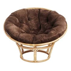 a round chair with a brown cushion on it