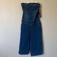 Nwt First Kiss Strapless Denim Jumpsuit Made By Hotkiss Company. Size Large. A Little Too Big For Me. See Pictures For Measurements. Really Cute For The Summer. Fitted Denim Blue Strapless Jumpsuit For Summer, Denim Strapless Jumpsuit With High Waist, Blue Stretch High Waist Overalls, High Rise Strapless Jumpsuit For Summer, Fitted High Waist Cotton Strapless Jumpsuit, Casual Strapless Fitted Jumpsuit With Wide Legs, Spring Denim Blue High Waist Strapless Jumpsuit, Fitted Strapless Denim Jumpsuit For Spring, Denim Blue High Rise Strapless Jumpsuit For Spring