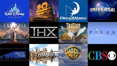 many different logos are shown in this collage, including the logo for various films and television shows