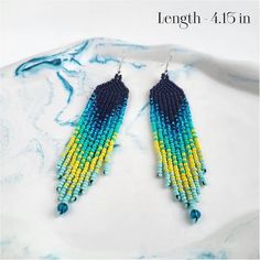 Blue yellow turquoise fringe earrings Shoulder duster earrings Long dangle earrings - Etsy Shoulder Duster Earrings, Duster Earrings, Yellow Turquoise, Long Dangle Earrings, Earrings Long, Etsy Earrings Dangle, Fringe Earrings, Earrings Etsy, Long Earrings