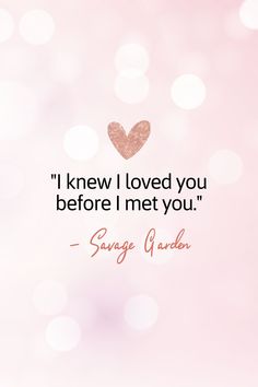 a pink background with the words i knew i loved you before i met you - savya garden