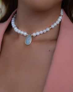 Pearl and Aqua Chalcedony Necklace *Gold Filled Beads *Handmade *Layered *Gemstone * Elegant * Chic * BJN090 K Ring, Chalcedony Necklace, Mixed Metal Rings, Peace And Joy, Everyday Gifts, Aqua Chalcedony, Modern Necklaces, Elegant Chic, Negative Emotions