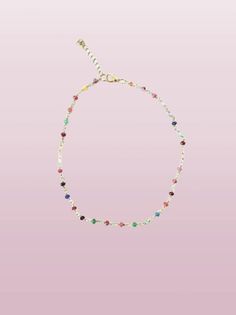 ⚡️ Fun & Colorful Choker️💚🦄 *Natural Semi*Precious Stone Rainbow Beads *Electroplated 18K Gold Chain  *18K Gold Plated Clasp + Extension Chain  *Adjustable by 2 Inches Cute Organza Bag Included Multicolor Dainty Jewelry With Delicate Chain, Dainty Multicolor Gemstone Bead Necklaces, Dainty Multicolor Gemstone Beaded Necklaces, Elegant Multicolor Jewelry With Tiny Beads, Dainty Multicolor Gemstone Bead Necklace, Multicolor Faceted Beads Dangle Necklaces, Multicolor Adjustable Dainty Crystal Necklaces, Multicolor Dangle Necklaces With Faceted Beads, Multicolor Adjustable Dainty Crystal Necklace