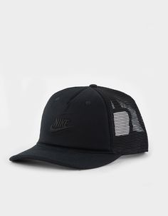 Nike Rise Trucker Hat. The Nike Rise Cap Brings The Classic Trucker Hat Look To Your Collection. This Structured, High-Depth Design Features A Foam Front Panel Combined With Mesh On The Back For That Signature Look. Cool Cotton Twill Sweatband Feels Smooth On Your Skin. Snapback Adjustability. Pre-Curved Bill. Mesh Back. Body: 100% Cotton. Mesh: 100% Polyester. Front Panel Lining: 100% Cotton. Pad: 100% Polyurethane. Hand Wash. Imported. Nike Casual Snapback Visor Hat, Nike Adjustable Snapback Hat, Nike Cap For Streetwear, Nike Snapback Hats For Spring, Nike Snapback Visor Hat For Streetwear, Nike Summer Cap, Nike Adjustable Snapback Trucker Hat, Nike Adjustable Trucker Hat, Nike Adjustable Spring Hats