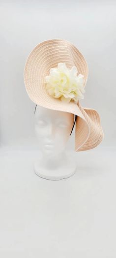 Free EXPRESS 1-2 Day Shipping GRACE Elegant Pink Fascinator | Etsy Summer Floral Fascinator For Races, Summer Garden Party Flower Fascinator, White Flower Hat For Royal Ascot, White Flower Mini Hat For Garden Party, Elegant Floral Mini Hats For Summer, Elegant Flower Mini Hat For Summer, Fitted White Flower Hats, White Fitted Flower Hats, Elegant Summer Mini Hat With Flower Shape