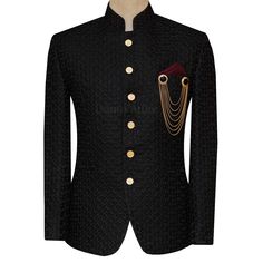 Black fully embroidered prince coat design for men | Black prince coat design for groom Designer Black Nehru Jacket For Ceremonial Occasions, Elegant Fall Outerwear With Zari Work, Luxury Black Blazer With Gold Buttons, Traditional Long Sleeve Ceremonial Blazer, Elegant Festive Bandhgala With Buttons, Black Brocade Long Sleeve Outerwear, Luxury Black Outerwear With Gold Buttons, Traditional Ceremonial Blazer With Zari Work, Traditional Blazer With Zari Work For Ceremonial Occasions