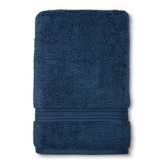 a dark blue towel on a white background