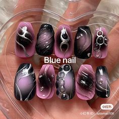 Nail Art Y2k, Y2k Nail Art, Eye Nail Art, Hippie Nails, Gothic Nails, Fancy Nails Designs, Y2k Nails, Pretty Gel Nails, Kawaii Nails