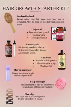 Hair oil starter kit. Hair growth starter kit for your hair health and growth journey. 👱‍♀️ All products are linked! #musthaves #favorite #inspired #aesthetic #pinterest #pinterestinspired #amazonshopping #beautyblog #beauty #skincare #skin #skinhealth #beautycare #care #face #body #care #health #healthyliving #healthy #hair #haircare #journey #hairhealth #affiliate Healthy Hair Tips Black Women, Hair Care And Growth, Stuff To Help Your Hair Grow, Haircare Routine For Hair Growth, Good Hair Growth Products, Things That Help With Hair Growth, Healthy Hair Care Routine Natural, Drugstore Hair Growth Products, Best Supplements For Hair Growth