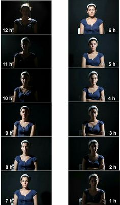 a series of photos showing different stages of the same woman's face