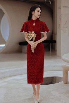 Red Qipao, Qipao dress for women, wedding Qipao, wedding cheongsam – Beth and Brian Qipao Red Chinese Dress, Black Cheongsam, Qipao Pattern, Wedding Qipao, Red Qipao, Modern Qipao, Chinese Cheongsam