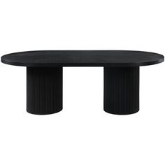 an oval table with two black columns on the top and one column at the base