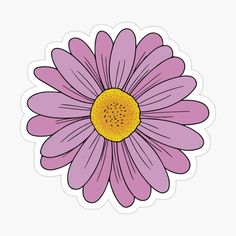 a purple flower with yellow center sticker