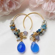 Blue stone earrings. Soft texture finished, effortless chic , decadent WoW , The perfect addition to any outfit for any occasion. Beads and  gemstones are aplenty in our earrings. Thank you for visiting PastelGems Blue Hoop Earrings With Dangling Beads Gift, Blue Teardrop Hoop Earrings With Dangling Beads, Blue Round Earrings With Gemstone Beads, Blue Bohemian Hoop Earrings With Natural Stones, Blue Teardrop Gemstone Hoop Earrings, Bohemian Blue Hoop Earrings With Natural Stones, Blue Earrings With Dangling Round Beads, Blue Hoop Earrings With Natural Stones, Blue Round Earrings With Faceted Beads