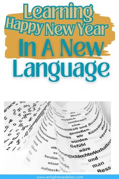 a book cover with the words learning happy new year in a new language on it