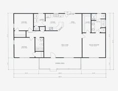 the floor plan for a two bedroom, one bath house with an attached kitchen and living room